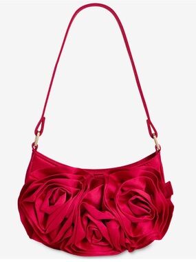 NWT INC Red Floral Satin Shoulder Bag